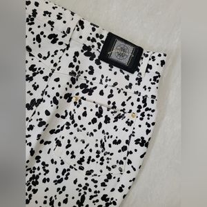 LAUREL JEANS dalmatian print white denim mini skirt